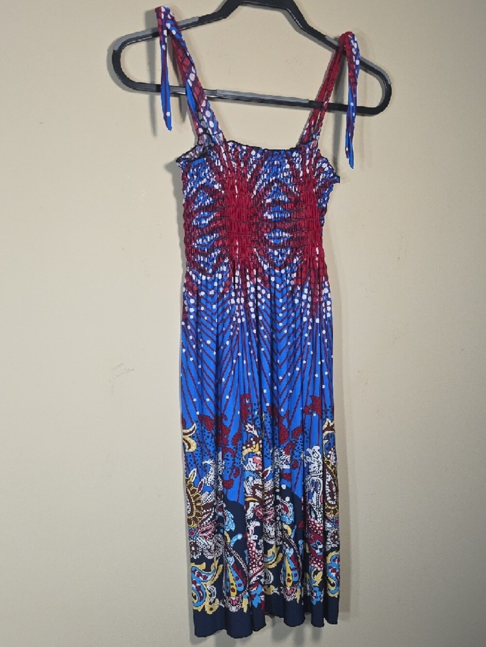 WinWin Blue & Red Tie-Shoulder Mini Dress | 4th Of July Fit - Picture 6 of 6